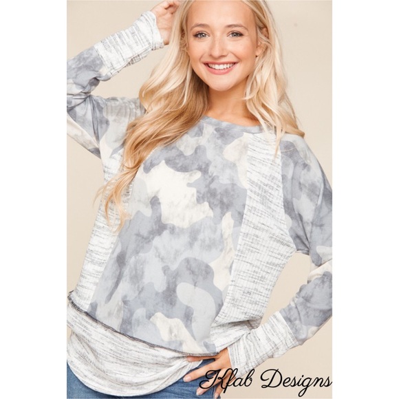 ❤️LAST 1! French Terry Soft Two Tone Camo Top! - Picture 3 of 8